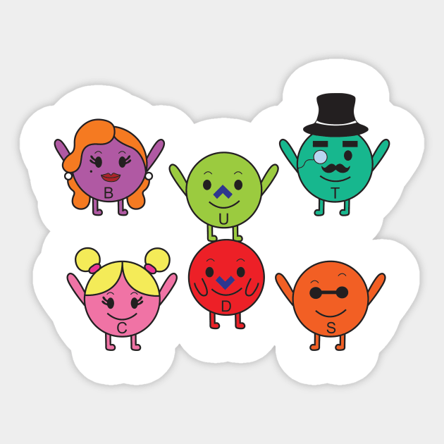 The Quarks Family Sticker by TheSubatomicP